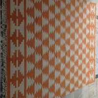 Tapis Kilim Jacquard Tissé à la Main - Motif Floral Tribal Orange Ivoire, Tapis Moderne à Tissage Plat, Motif Floral Audacieux, Convient aux Animaux Domestiques