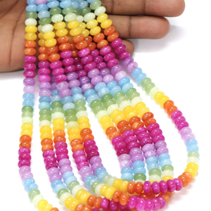 Cuentas Redondas de Cuarzo Multicolor: Hilo de Piedras Preciosas Lisas de 7-9 mm - Product Image 1