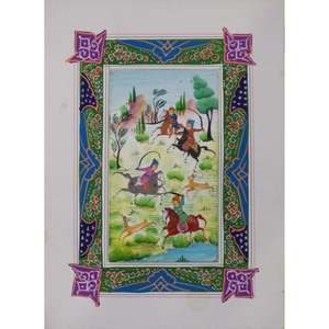 Persian <b>Miniature</b> Handmade With Unique Design And Colorful Authentic Art 7 X 9.5 Abcpm0112 - Product Image 1