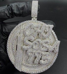 จี้เพชรโมอิสซาไนต์ทรงกลมแบบ Iced Out VVS ตัวอักษรสั่งทำได้ เงินแท้ 925 สไตล์ฮิปฮอปสุดหรู สำหรับผู้ชายและผู้หญิง - Product Image 1