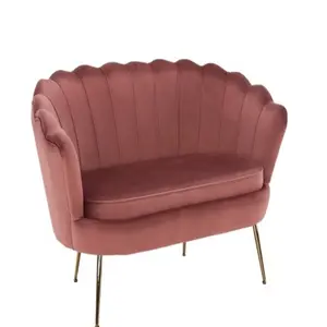 거실 안락 의자 공장 도매 가격 레스토랑 커피 숍 거실 가구 황금 금속 벨벳 핑크 안락 의자