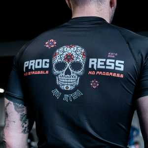 Hecho en fábrica WINNER WEARS alta calidad BJJ Jiu Jitsu Rash Guard Unisex manga corta 240g camisa de gimnasio impresa personalizada - Product Image 5