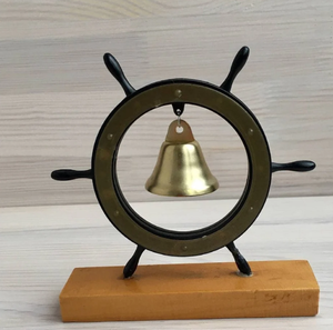 Marine Bell and Ship Steering <b>Wheel</b> Vintage <b>Table</b> Decor a Souvenir for a Sailor or Sea Lover Quality Best Nautical - Product Image 1