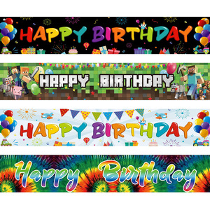 Bannière d'anniversaire pour enfant d'un an, décoration de cour, toile de fond pour enfants, drapeau suspendu, fournitures de fête - Product Image 2