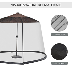 Outsunny 3x3m moustiquaire réglable pour parapluie avec maille dense et ouverture à glissière, noir - Product Image 5