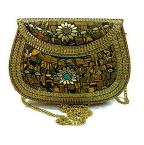 Wholesale Handmade Metal <b>Clutch</b> Women's Fashion <b>Bags</b> and Wallet Customized High Quality Customised Size & Shape Green & Blue - Product Image 2