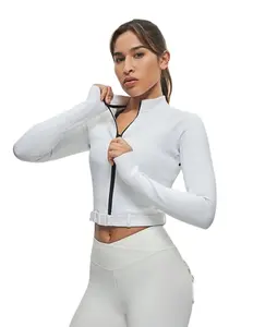 Oem Feeling Women's Slim Fit Full Zip Up Yoga Gym Fitness Long Sleeve Yoga Suit For Woman Gym Wear Workout Zipper Jacket