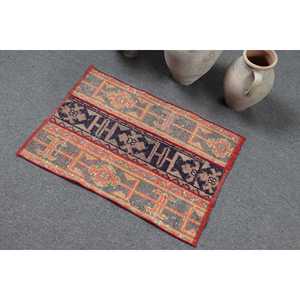พรมวินเทจขนาด 2x2.8 ฟุต, พรม, พรมขนสัตว์สีแดงแบบตะวันออก - Product Image 4