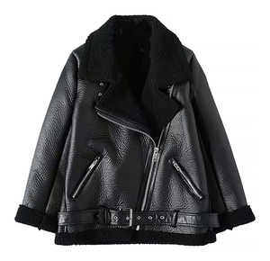 Premium Quality <b>Men's</b> Faux Leather <b>Jacket</b> Thick Faux Fur <b>Shearling</b> Lapel Collar Botton Down Long Trench Coats Black Brown - Product Image 5