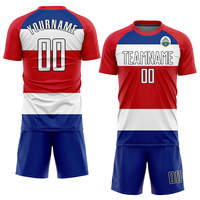Uniforme de Fútbol Personalizado con Sublimación de la Bandera Canadiense en Rojo, Blanco y Negro, Jersey de Manga Corta con Protección UV