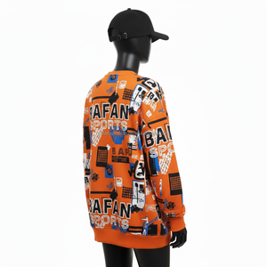 Sudadera Extra Grande para Mujer, Algodón GSM, Poliéster, Felpa, Estampado Completo, Naranja, Logotipo Personalizado por Sublimación, Sudaderas Transpirables para Mujer - Product Image 5