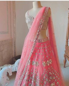 Último diseñador Lehenga Choli con Secuencia de bordado de trabajo de espejo Ropa india y pakistaní de Fab Zone - Product Image 4