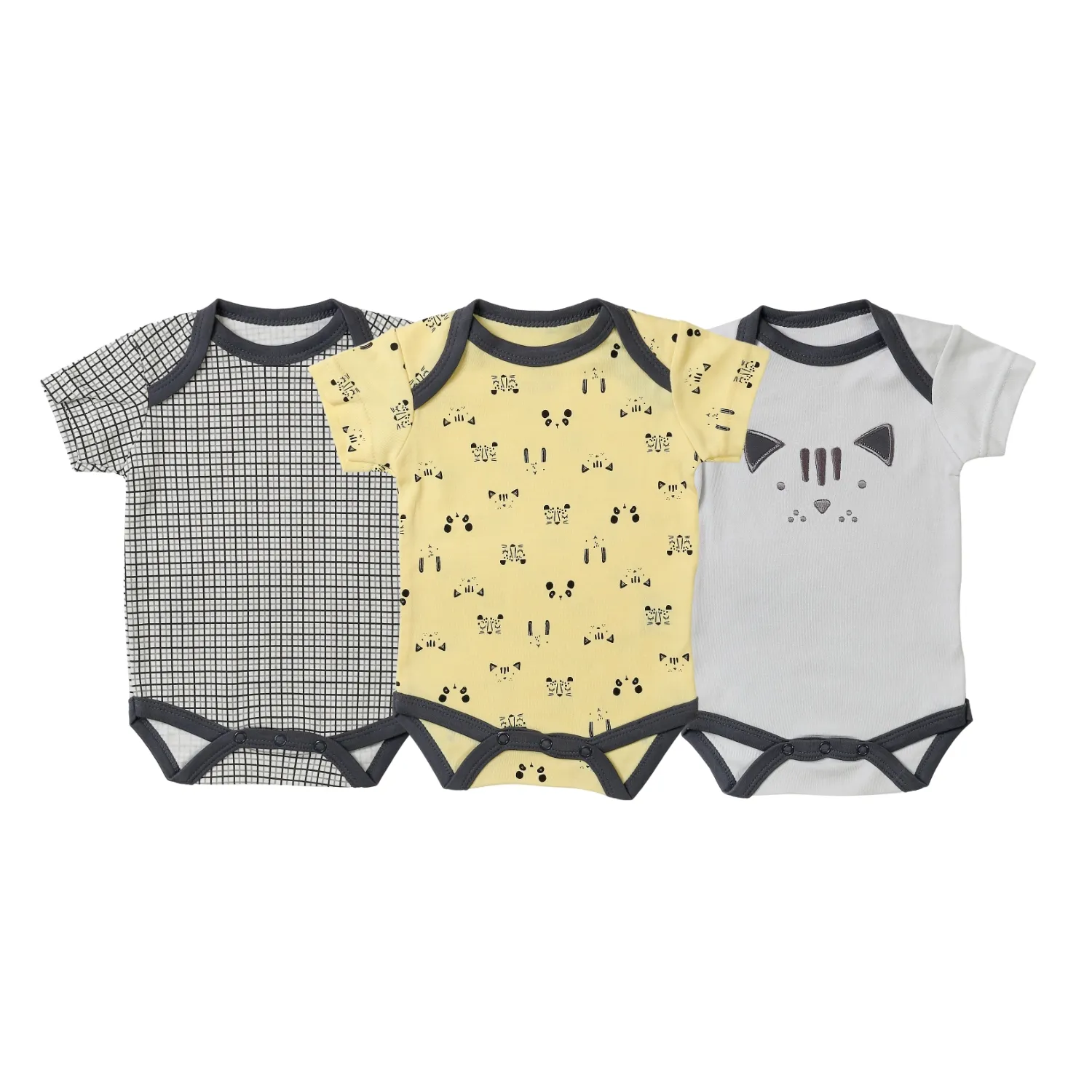 Bodysuits 100% Katoenen Korte Mouwen Set Premium Stof Katoen Uit Thailand Voor Baby 3 Peaces Per Set