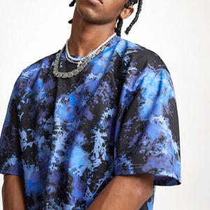 Custom breathable summer tie dye <b>tshirts</b> for men oem cotton fabric with logo print options and private label services - Product Image 4