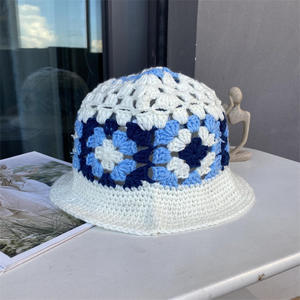 Sombrero de Pescador de Ganchillo Estilo Coreano INS 2025 para Mujer, para Todas las Estaciones, Otoño Invierno, Color en Contraste, Apto para Verano - Product Image 3