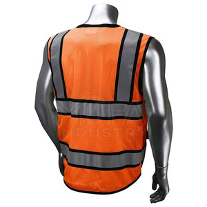 Gilet de sécurité haute visibilité unisexe avec fermeture éclair sur le devant, rayures réfléchissantes et marque personnalisée pour les chantiers de travail - Product Image 2
