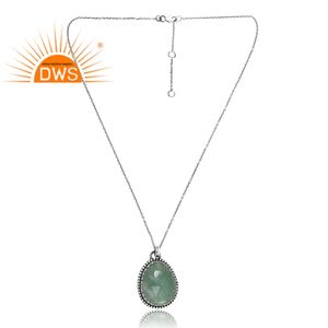 Collar con colgante de piedras preciosas de cuarzo de fresa verde Natural de Plata de Ley 925 más vendido fabricante de joyería personalizada - Product Image 1