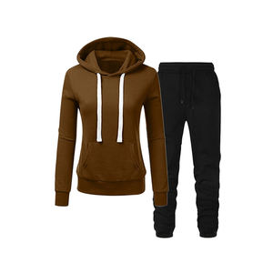 Ensemble de survêtement 2 pièces pour femme, décontracté, style jogging, avec capuche, personnalisable, style urbain, imprimé, écologique - Product Image 1