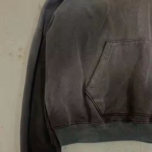 Sudadera con capucha de hombre de algodón 100% de lana impermeable de invierno Vintage personalizada, ropa de calle con bolsillo y hombros caídos - Product Image 3