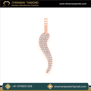Dernière collection de bijoux de mode luxueux et haut de gamme 0.3 TCW or 14K petite corne italienne diamant naturel testeur pendentif - Product Image 2