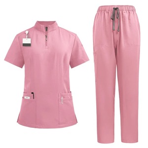 Nouveaux gommages ensemble uniformes médicaux Stretch gommage hauts avec poche pantalon infirmière uniforme médecin chirurgie salopette Salon de beauté vêtements de travail - Product Image 1