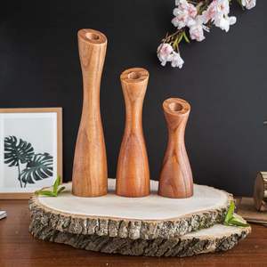 Juego de portavelas de madera de estilo rural, decoración Retro para centro de mesa de comedor para celebraciones de Navidad y cumpleaños - Product Image 6