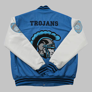 Chaqueta universitaria de lana personalizada con mangas de cuero de vaca real | Chaqueta con letras universitarias bordadas - Product Image 6