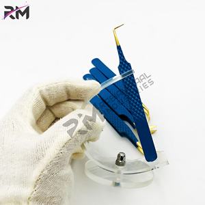 Pince à épiler pour extensions de cils en acier inoxydable de haute qualité RMI, 45 et 90 degrés, logo personnalisé, emballage d'usine, pince à épiler pointue pour fibres de cils - Product Image 1