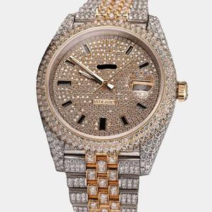 Reloj automático de oro rosa para hombre, pantalla de fecha, esfera de 41mm, ajuste de pavé completo, banda de acero inoxidable, moissanita completamente helado, mecánico - Product Image 4