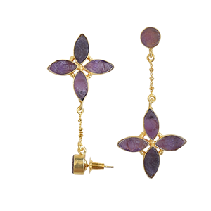 Pendientes de Moda con Amatista Marquise y Perla de Agua Dulce, Chapados en Oro de 14K/18K, Engaste de Bisel en Latón, Joyería para Regalo - Product Image 4
