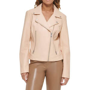 Nouvelles vestes en cuir pour femmes couleur de la peau automne décontracté moto PU veste manteaux en cuir - Product Image 4