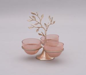 Bol à fruits et bonbons décoratif en aluminium vintage écologique de luxe, double paroi en verre, support en métal, design de branche, taille personnalisable - Product Image 5