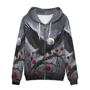 Sudadera con Capucha de Invierno para Mujer, Tejido de Rizo, Ligera, Transpirable, de Secado Rápido, Ecológica, con Logotipo Frontal Personalizable por Sublimación, Diseño de Águila - Product Image 1