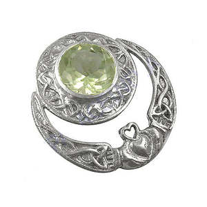 ART PALACE Broche de Plata 925 con Prehnita en Forma de Luna Creciente, Hipoalergénico, Resistente al Deslustre, Elegante, Delicado, Joyería Vintage para Mujer, Fiesta - Product Image 3