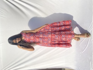 Robes d'été élégantes et décontractées au genou pour femmes, à manches longues, imprimé floral, col en V, lavables et naturelles - Product Image 2