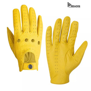 100%Genuine Deerskin Leather Gloves Men Black Brown Yellow Unlined Full <b>Finger</b> Driving Motorcycle Riding Daily Cycling - Product Image 1