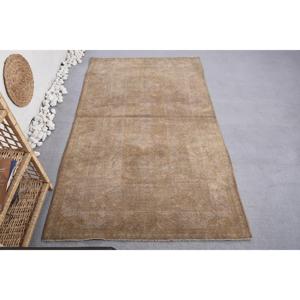Tapis turc, tapis vintage 4x6,6 pieds, tapis en laine beige brun ombré - Product Image 1