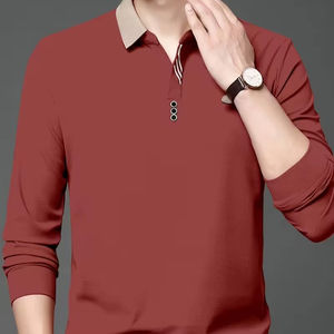 Camiseta Polo de Manga Larga para Hombre, 100% Algodón, Transpirable, Informal, Personalizable con Logotipo, al por Mayor - Product Image 1