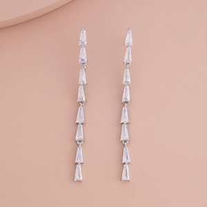 Trendy Classic and Religious Drop Pendant <b>Earrings</b> 183696 Featuring Zinc Alloy Stainless Steel Pearl Diamond for Parties - Product Image 4