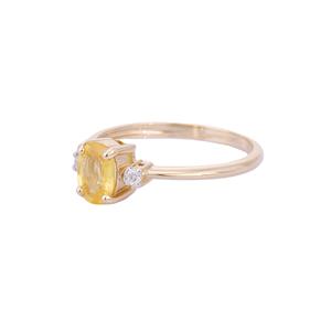 Bague en saphir jaune naturel et diamants faits à la main, or jaune 14 carats, bagues empilables, bijoux fins en gros pour femmes - Product Image 3
