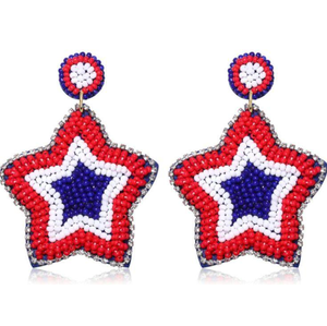 Pendientes de Bandera Bordados con Cuentas, Pendientes Colgantes Patrióticos del Día de la Independencia, 4 de Julio - Product Image 4