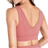 Ensemble de leggings et soutien-gorge de sport pour femme, rose, col en V, dos nageur, sans couture, respirant, écologique, séchage rapide, en spandex et polyester