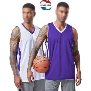 Maillot de basket-ball unisexe personnalisé, respirant, imprimé violet/blanc, coton/polyester, logo personnalisé, haute qualité - Product Image 2
