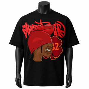 เสื้อยืดโอเวอร์ไซส์ลายกราฟิกสำหรับผู้ชาย เสื้อผ้าสตรีทแวร์ฮิปฮอปผ้าฝ้าย เสื้อยืดแฟชั่นลำลองสีดำ - Product Image 1