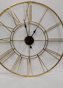 PVD Acier Chiffre Romain Analogique Grande Horloge Murale Aiguille Affichage pour Salon Chambre Maison Cuisine Bureau Décor Or - Product Image 2