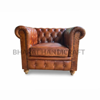 Canapé Chesterfield convertible moderne et luxueux en cuir véritable et éponge haute densité pour salon trois places