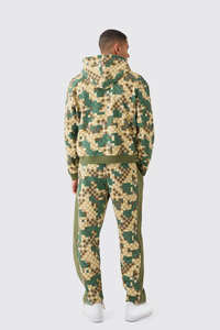 New Sublimation Print Custom logo Oversized Cropped <b>Zipper</b> <b>Hoodie</b> and Baggy Sweatpants Set Camo Tracksuit for <b>Men</b> Pullover Wear - Product Image 2
