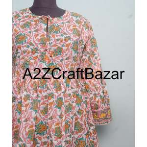 Robe décontractée mi-longue en coton à manches longues et col en V pour femme, imprimé floral numérique, taille naturelle, pour les occasions de fête, lavable, en stock - Product Image 2