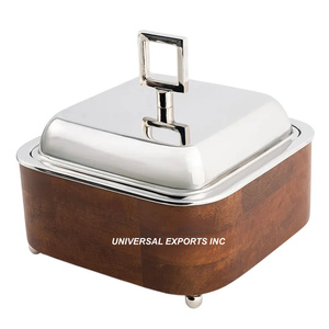 Réchauffeur de nourriture carré en bois Noyer fini Casserole de luxe Mariage Décoratif Designer Nouveau Réchauffeur de nourriture en bois - Product Image 1