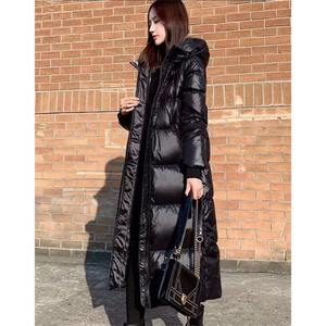 Long brillant à capuche bouffant manteau automne hiver hommes grande taille imperméable coupe-vent épais Parka Outwear 2024 noir - Product Image 3